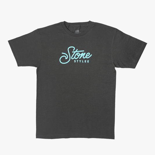 Wave Script Tee - charcoal STONEstylee